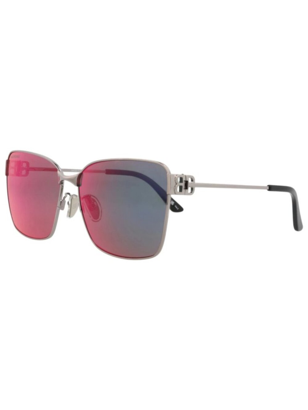 New Balenciaga Women's Sunglasses Square Rectangle Metal Frame Ruthenium Violet